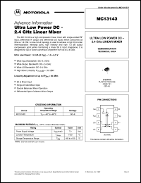 MC13143D datasheet: Low power DC - 2.4 GHz LNA,mixer and VCO MC13143D