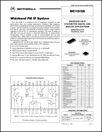 MC13156FB datasheet: Wideband FM IF system MC13156FB