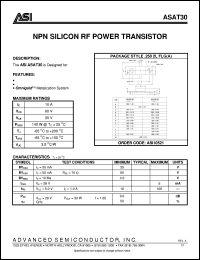 ASAT30 datasheet: NPN silicon RF power transistor ASAT30