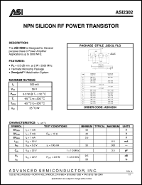 ASI2302 datasheet: NPN silicon RF power transistor ASI2302