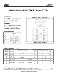 ASI2304 datasheet: NPN silicon RF power transistor ASI2304