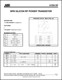 AVD015P datasheet: NPN silicon RF power transistor AVD015P