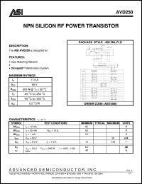 AVD250 datasheet: NPN silicon RF power transistor AVD250