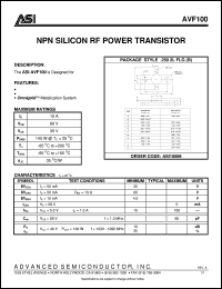 AVF100 datasheet: NPN silicon RF power transistor AVF100