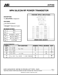 AVF450 datasheet: NPN silicon RF power transistor AVF450