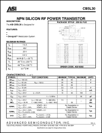 CBSL30 datasheet: NPN silicon RF power transistor CBSL30