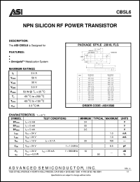 CBSL6 datasheet: NPN silicon RF power transistor CBSL6