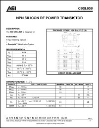 CBSL60B datasheet: NPN silicon RF power transistor CBSL60B