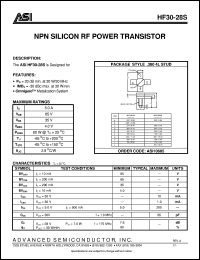 HF30-28S datasheet: NPN silicon RF power transistor HF30-28S