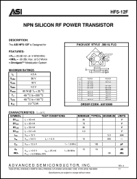 HF5-12F datasheet: NPN silicon RF power transistor HF5-12F