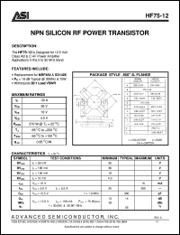 HF75-12 datasheet: NPN silicon RF power transistor HF75-12