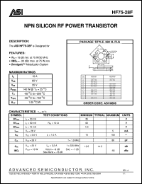 HF75-28F datasheet: NPN silicon RF power transistor HF75-28F