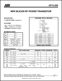 HF75-28S datasheet: NPN silicon RF power transistor HF75-28S