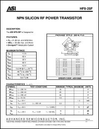 HF8-28F datasheet: NPN silicon RF power transistor HF8-28F