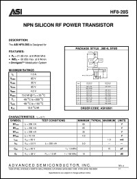 HF8-28S datasheet: NPN silicon RF power transistor HF8-28S