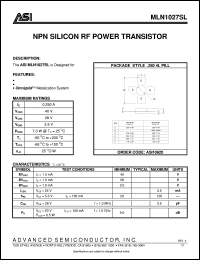 MLN1027SL datasheet: NPN silicon RF power transistor MLN1027SL