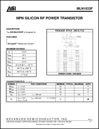 MLN1033F datasheet: NPN silicon RF power transistor MLN1033F