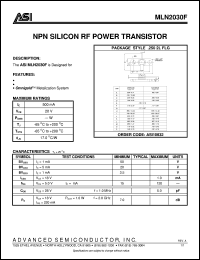 MLN2030F datasheet: NPN silicon RF power transistor MLN2030F