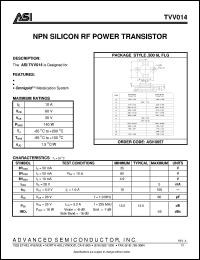 TVV014 datasheet: NPN silicon RF power transistor TVV014
