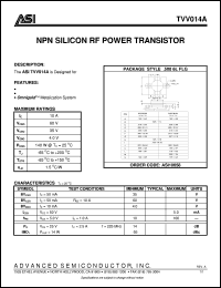 TVV014A datasheet: NPN silicon RF power transistor TVV014A
