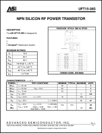 UFT15-28S datasheet: NPN silicon RF power transistor UFT15-28S