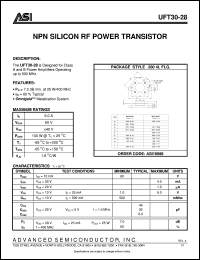 UFT30-28 datasheet: NPN silicon RF power transistor UFT30-28