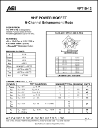 VFT15-12 datasheet: VHF power MOSFET N-channel enhancement mode VFT15-12