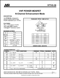 VFT45-28 datasheet: VHF power MOSFET N-channel enhancement mode VFT45-28