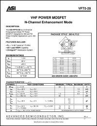 VFT5-28 datasheet: VHF power MOSFET N-channel enhancement mode VFT5-28