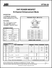 VFT80-28 datasheet: VHF power MOSFET N-channel enhancement mode VFT80-28