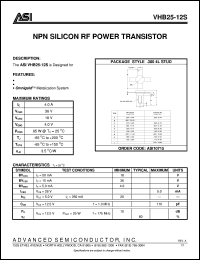 VHB25-12S datasheet: NPN silicon RF power transistor VHB25-12S