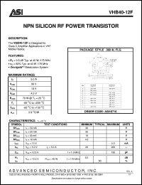 VHB40-12F datasheet: NPN silicon RF power transistor VHB40-12F
