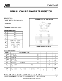 VMB70-12F datasheet: NPN silicon RF power transistor VMB70-12F