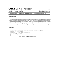 MR27V6402D datasheet: 4,194,304-word x 16-bit or 8,388,608-word x 8-bit one time PROM MR27V6402D