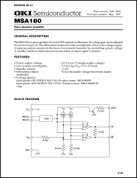 MSA180RS datasheet: Piezo speaker amplifier MSA180RS