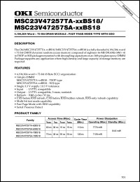 MSC23V47257TA70BS18 datasheet: 4,194,304-word x 72-bit DRAM module MSC23V47257TA70BS18