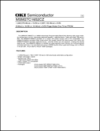 MSM27C1652CZ datasheet: 1,048,576-word x 16-bit or 2,097,152-word x 8-bit one time PROM MSM27C1652CZ