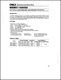 MSM5116805A-70JS datasheet: 2,097,152-word x 8-bit dynamic RAM MSM5116805A-70JS