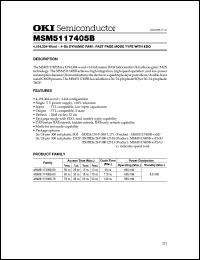 MSM5117405B-60TS-L datasheet: 4,194,304-word x 4-bit dynamic RAM MSM5117405B-60TS-L