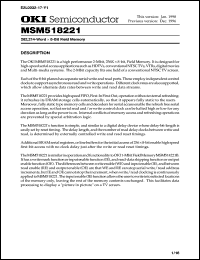 MSM518221-40JS datasheet: 262,214-word x 8-bit field memory MSM518221-40JS