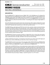 MSM518222-25ZS datasheet: 262,214-word x 8-bit field memory MSM518222-25ZS