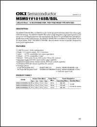 MSM51V18165B-70TS-K datasheet: 1,048,576-word x 16-bit dynamic RAM MSM51V18165B-70TS-K