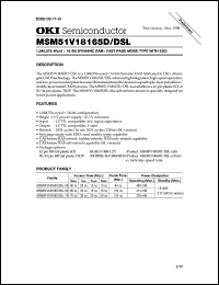 MSM51V18165DSL-60TS-K datasheet: 1,048,576-word x 16-bit dynamic RAM MSM51V18165DSL-60TS-K