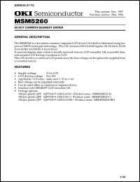 MSM5260GS-BK datasheet: 80-dot common/segment driver MSM5260GS-BK