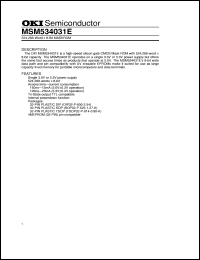 MSM534031E datasheet: 524,288-word x 8 bit Mask ROM MSM534031E