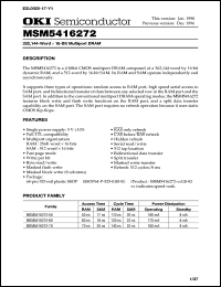 MSM5416272-60GS-K datasheet: 262,144-word x 16-bit multiport DRAM MSM5416272-60GS-K