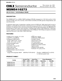 MSM5416273-50GS-K datasheet: 262,144-word x 16-bit multiport DRAM MSM5416273-50GS-K