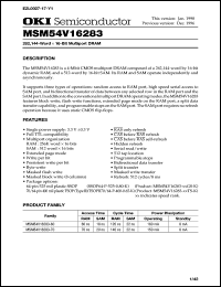 MSM54V16283-70TS-K datasheet: 262,144-word x 16-bit multiport DRAM MSM54V16283-70TS-K