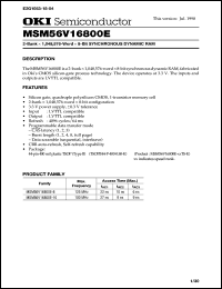 MSM56V16800E-8TS-K datasheet: 2-bank x 1,048,576-word x 8-bit cynchronous dynamic RAM MSM56V16800E-8TS-K