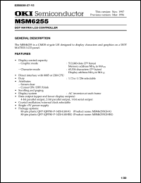 MSM6255GS-K datasheet: Dot matrix LCD controller MSM6255GS-K